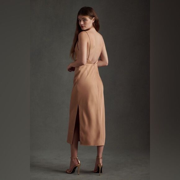 BHLDN Anthropologie August Satin Charmeuse Midi Bridesmaid Dress 8 - Picture 3 of 3